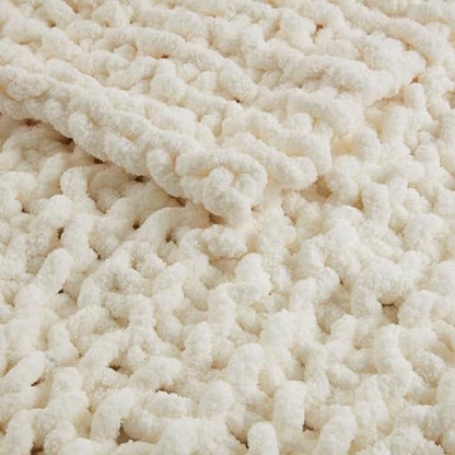 Madison Park Chenille Chunky Knit All Season Throw Blanket, 50 x 60, Ivory - color: Ivory