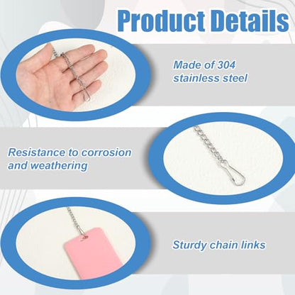 ElevateTech 10PCS 20 Inch Metal Chain, Stainless Steel Hanging Chainswith Safety Hooks for Stained Glass Panels Picture Hanging Chain Outdoor Decorative Chains for Walls Gardens and Kitchens