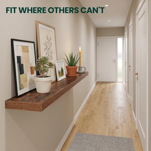 1.5" Thick Floating Shelves for Wall, 16"x6.5" Wall Mounted Shelf, Wall Storage Shelf,No Sag,Easy Install Wood Grain Shelf for Bedroom, Kitchen, Living Room & Hallway,Rustic Brown,Pack of 2 - color: Rustic Brown, size: 16"x 6.5"-Pack of 2