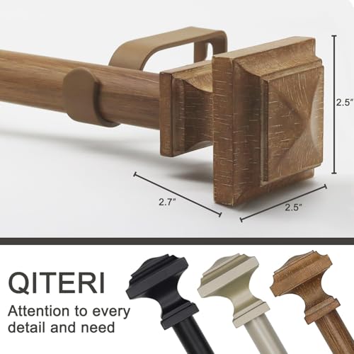 2 Pack Boho Rustic Adjustable Wood Curtain Rod 32-144 Inch, Wood - color: Wood Grain, size: 32'' - 150'' (2 Pack)