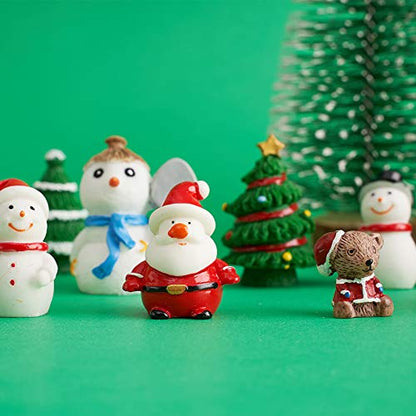 CCINEE 38PCS Christmas Miniature Figurines Ornament Kit Santa Claus Tree Resin Decoration for Fairy Garden Doll House Home Decor