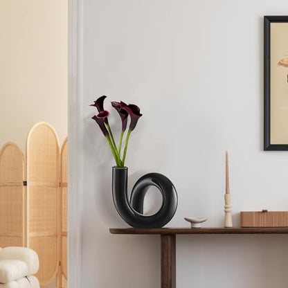 Joeyan Handmade Small Black Glass Flower Vase,Decorative Geometric Bud Vase - color: Black