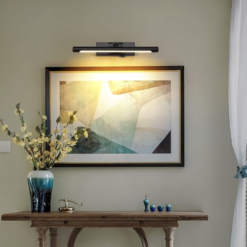 12.6 Inch Black Battery Operated Picture Light with Remote - color: Black, size: 12.6 In