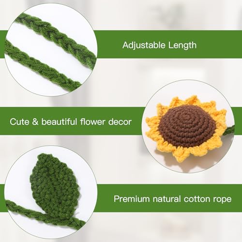 2 Pack Boho Handmade Flower Curtain Tiebacks & Holdbacks, Sunflower - color: Sunflower
