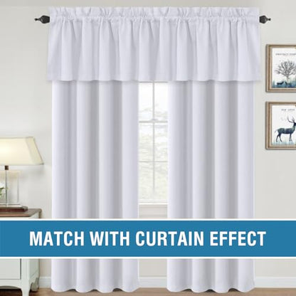 H.VERSAILTEX 2 Panels White Valance for Windows, Natural Blackout Curtains Valances for Small Windows/Living Room/Bedroom/Bathroom Rod Pocket 52" W x 18" L, Greyish White，2 Packs - color: Greyish White