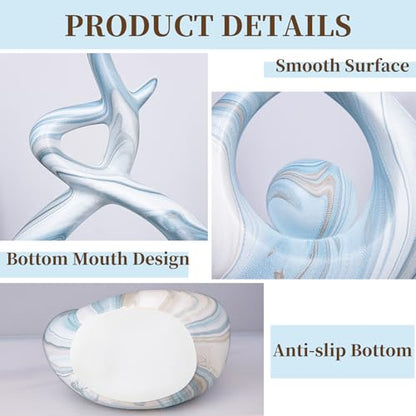 Blue Marble Ceramic Sculpture Home Decor Centerpiece - color: Blue Marble 11475 XL