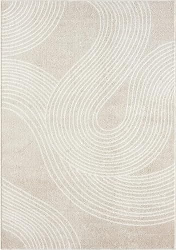 Abani Beige and White Swirl Area Rug | 9' x 12' Cream Carpet with Wave Pattern | Modern Rug for Living Room, Bedroom and Office | Nuevo Collection - color: Beige, size: 9' x 12' (Rectangular)