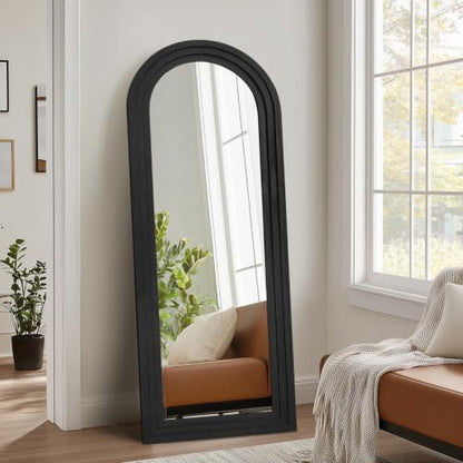 58x22 Arched Full Length Mirror, Solid Wood 3 Layer Frame, Black - color: Black-3 Layer-ar Frame, size: 57.9"L x 21.9"W