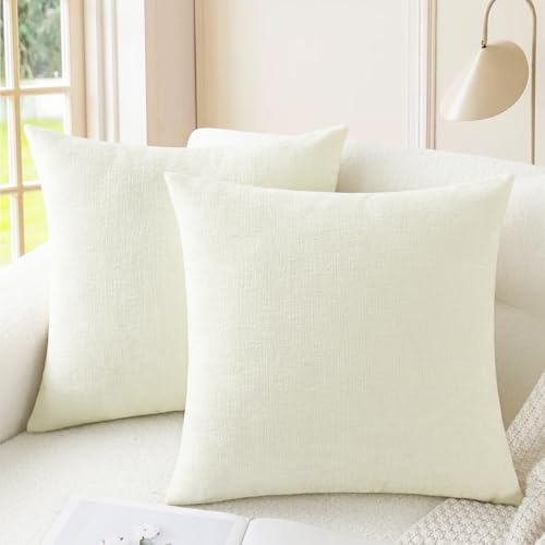 CaliTime Decorative Couch Throw Pillow Covers 16 X 16 Inches Cream - color: Cream, size: 16" x 16" (Pack of 2)