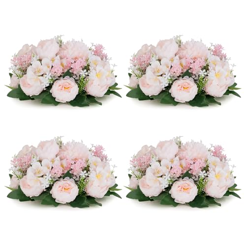Flower Balls Centerpieces for Tables: Pink Silk Rose, 4Pcs - color: Pink & Purple, size: 4 PCS