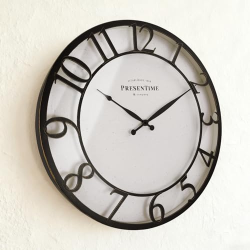Presentime 21" Farmhouse Series Wall Clock - color: Oil Rubbed Bronze / Antique White, size: 21 inch