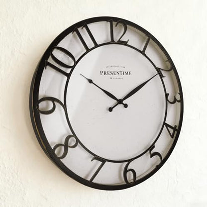 Presentime 21" Farmhouse Series Wall Clock - color: Oil Rubbed Bronze / Antique White, size: 21 inch