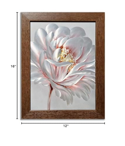 SYGALLERIER Abstract Silver Metal Wall Arts Hand Crafted 3D Floral Aluminum Artwork Modern Sculpture Contemporary Metallic Pictures Framed for Living Room Bedroom Bathroom Decor