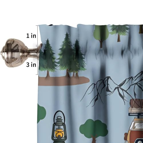 Camping Caravan Valance Curtain, Rustic Camping Equipment Farmhouse Forest Adventure Blackout Window Valance for Kitchen Kids Bedroom Livingroom, 54x18inch - color: Camp-5