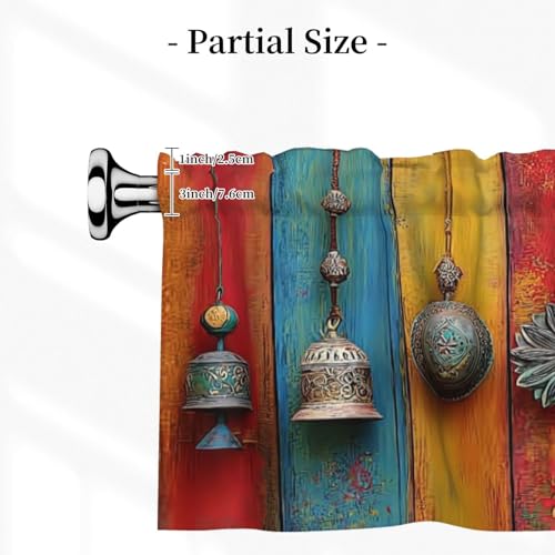 Bohemian Curtain Valance 54x18 Inches Window Treatment Rod Pocket Valance for Kitchen Bathroom Bedroom - color: Bohemian