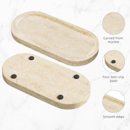 Decorative Trays with Natural Patterns,9.8x4.7x0.7in,Travertine - color: Travertine