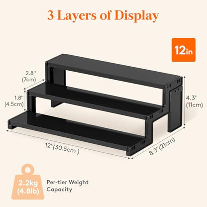 Lifewit 12″ Spice Rack, Perfume Cologne Stand, Tool-Free Assembly, 2 Pcs - color: Black, size: 12″3-Tier,2 pc