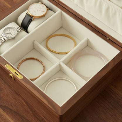 Solid Black Walnut Wood Jewelry Box, With Lock - style: With lock