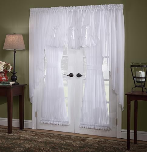 Today's Curtain, Emelia Door Panel Sheer 26", White, 41" W x 26" L, with Tieback - color: White, size: 41"W x 26"L (Pack of 1)