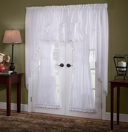 Today's Curtain, Emelia Door Panel Sheer 26", White, 41" W x 26" L, with Tieback - color: White, size: 41"W x 26"L (Pack of 1)