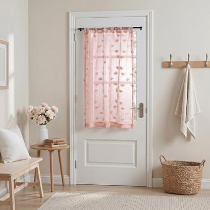 MYSKY HOME Pink Sheer Curtains 36 inch Length for Small Window,2 Panels - color: 1-dusty Pink, size: 26"W x 36"L (Pack of 2)