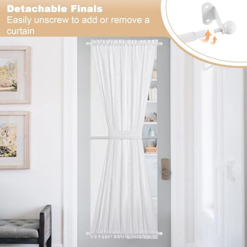 Cafe Curtain Rod 30-54 Inch, 1/2" Diameter, Door Curtain Rod, White - color: White, size: 30-54 Inch
