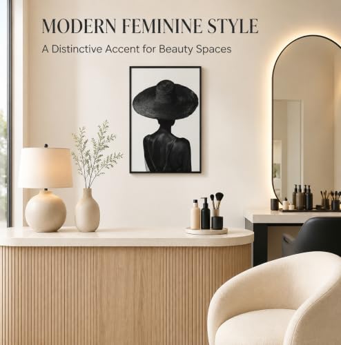 Licravoic Framed Fashion Black Woman Canvas Wall Art 12x16 Inch - color: Back view, size: 16"L x 12"W
