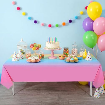 NatNarr 3 Pack Plastic Pastel Tablecloths, Disposable Princess Table Cloth - color: Rainbow