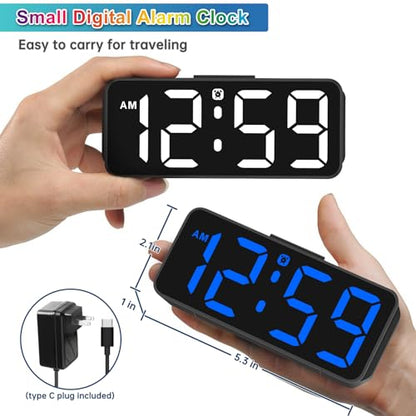 Peakeep Small Cute Digital Alarm Clock Plug-in for Kids Bedrooms Bedside - color: Black With Colorful (Plug-in, Ultra-compact)
