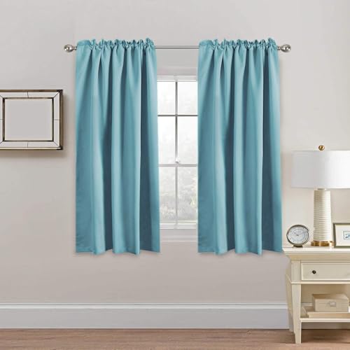 H.VERSAILTEX Blackout Curtains Thermal Insulated Window Treatment Panels Room Darkening Blackout Drapes for Living Room Back Tab/Rod Pocket Bedroom Draperies, 52 x 63 Inch, Solid Aqua, 2 Panels - color: Aqua, size: 52"W x 63"L (Pack of 2)
