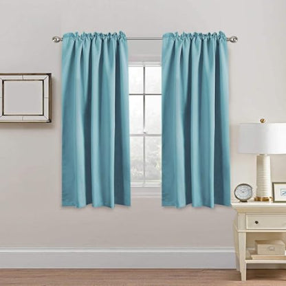 H.VERSAILTEX Blackout Curtains Thermal Insulated Window Treatment Panels Room Darkening Blackout Drapes for Living Room Back Tab/Rod Pocket Bedroom Draperies, 52 x 63 Inch, Solid Aqua, 2 Panels - color: Aqua, size: 52"W x 63"L (Pack of 2)