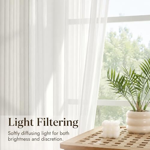White Sheer Kitchen Curtains - Stripe Pattern Light Filtering Short Semi Sheer Curtains for Kitchen Cafe, Rod Pocket Window Drapes, 2 Panels, Each 30Wx30L Inches - color: White, size: 30"W x 30"L (Pack of 2)