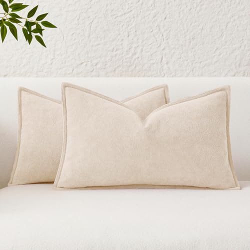 Kevin Textile Soft Waterproof Pillow Covers 12x20 Inch 2 Pack, Beige - color: Beige, size: 20" x 12" (Pack of 2)