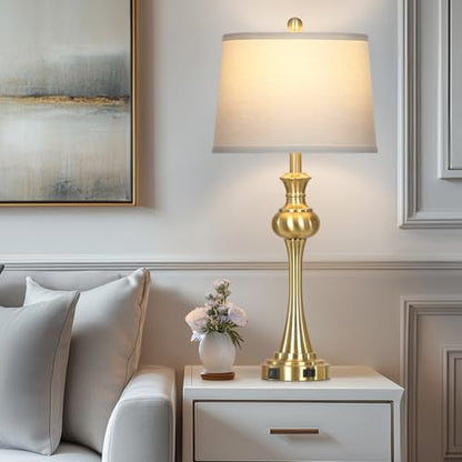 Cinyirong 28.75" Gold Table Lamps for Living Room,Touch Lamps for Bedrooms Set of 2 - Nightstand Table Lamp with USB C+A, 3 Way Dimmable Bedside Lamps End Tables, Antique Brass - color: Gold table lamp