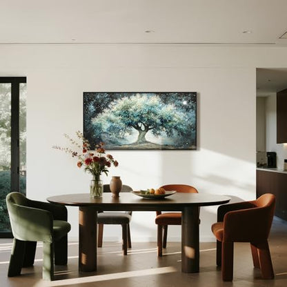 imjiayu Large Tree of Life Framed Wall Art, Teal Green Canvas 20"x40" - color: Interstellar Tree, size: 40"L x 20"W