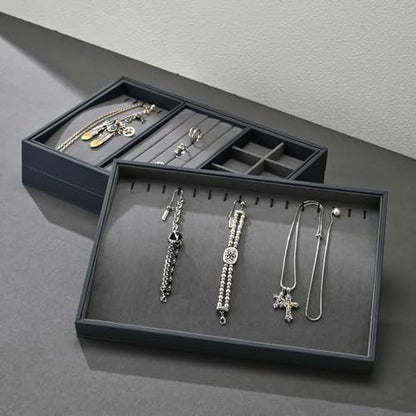 Grey Microfiber 20 Hook Anti-Tangle Necklace Bracelet Jewelry Tray - size: 16 Slot