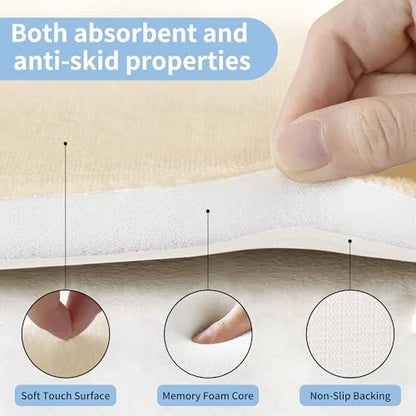 Cupic Cupid Memory Foam Bath Mat 20"×32", Non Slip Bathroom Rugs, Cream - color: Cream, size: 1'8" x 2'8" (20" x 32")