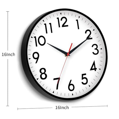 DAXSMY 16 Inch Wall Clock, Battery Operated Silent Non Ticking - color: A-black, size: 16"