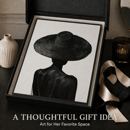 Licravoic Framed Fashion Black Woman Canvas Wall Art 16x24 Inch - color: Back view, size: 24"L x 16"W