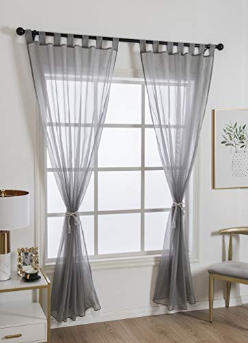 1 PCS Tab Top Semi Sheer Curtain, Silver Gray, 96H x 55W in - color: Silver Gray, size: 55"W x 96"L (Pack of 1)