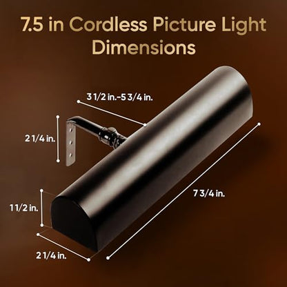 Concepdesigns Picture Light, Battery Operated Picture Light, Dimmable Wireless Picture Lights for wall, Art Light, Library Light Battery Operated with Remote Control - 7.75 inches, Black - color: Matte Black, size: 7.75 inch