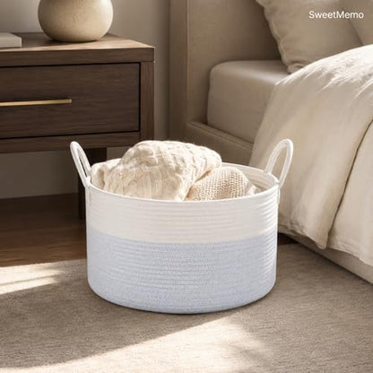 Extra Large Gift Basket Empty to Fill, 32L, Light Blue and White - color: White Blue, size: Large
