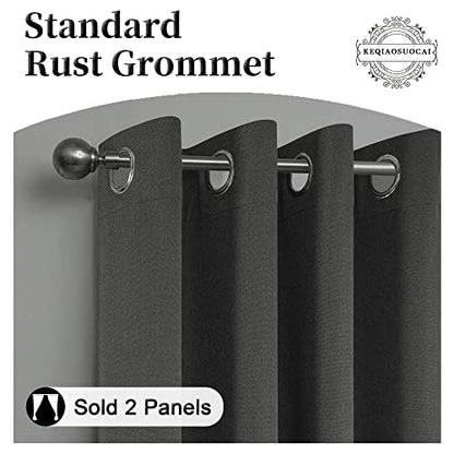 Charcoal Grey 100% Blackout Linen Burlap Curtains 90 Inches Long 2 Panels for Bedroom, Modern Farmhouse Full Black Out Room Darkening Thermal Insulated Window Curtain Panels W50 x L90 Inch Length - color: Charcoal Grey, size: 50"W x 90"L (Pack of 2)