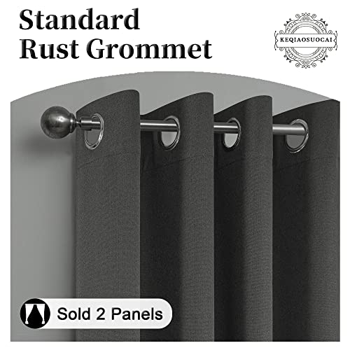 Charcoal Grey 100% Blackout Linen Curtains 96 Inches Long 2 Panels for Bedroom,Modern Farmhouse Full Black Out Room Darkening Thermal Insulated Window Curtain Panels W50 x L96 Inch Length - color: Charcoal Grey, size: 50"W x 96"L (Pack of 2)
