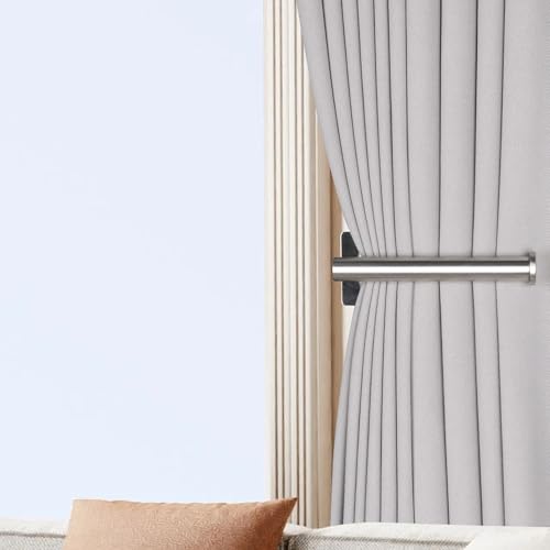 2 Pack No Drill Curtain Holdbacks Metal Curtain Tiebacks, Silver - color: Silver