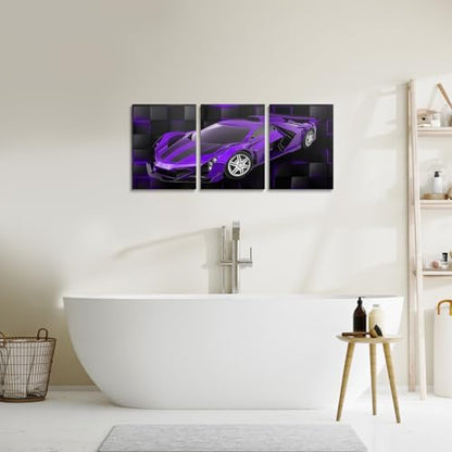 Feelyou Race Car Wall Art 12" x 16" x 3 - color: Violet