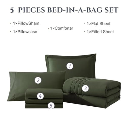 Twin XL Comforter Set-5 Pieces Green Soft Bed in a Bag Twin Bedding Sets - color: Autumn Olive, size: Twin XL