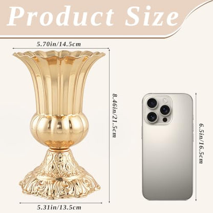 Gold Vases for Centerpieces, 10 Pcs Metal Trumpet Vase, 8.4" Tall - color: French Gold, size: 8.4in-10Pcs