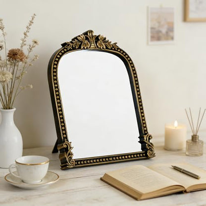 Gold Plastic Arched Makeup Mirror (Bronze-2PACK, 10.6" L x 8.3" W) - color: Bronze-2pack