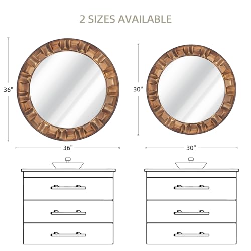 36 Inch Large Round Solid Wood Wall Mirror - color: A1 - Round - 36x36 in